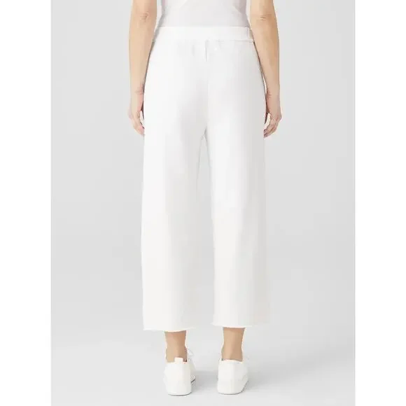 Eileen Fisher Lightweight Organic Cotton Terry Pant Easy Fit Crop Ankle White S - Picture 11 of 14